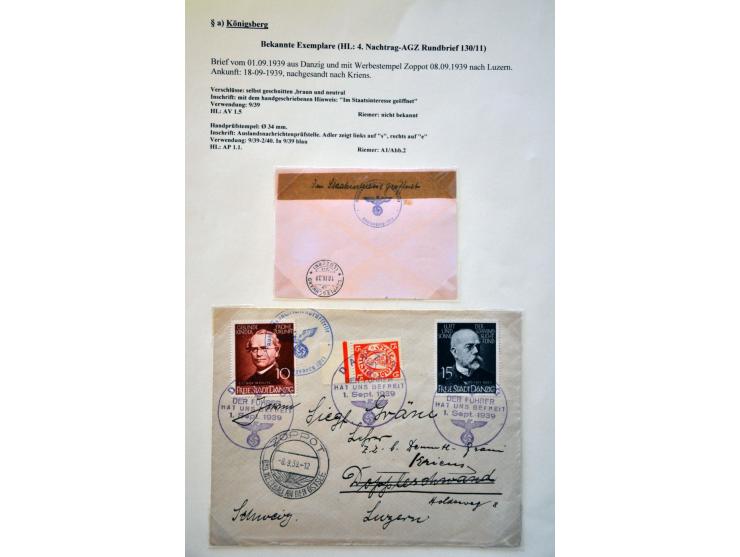 World War II, German censor 'a' Königsberg, collection with 12 letters from 1 September 1939 till March 1943, very well descr