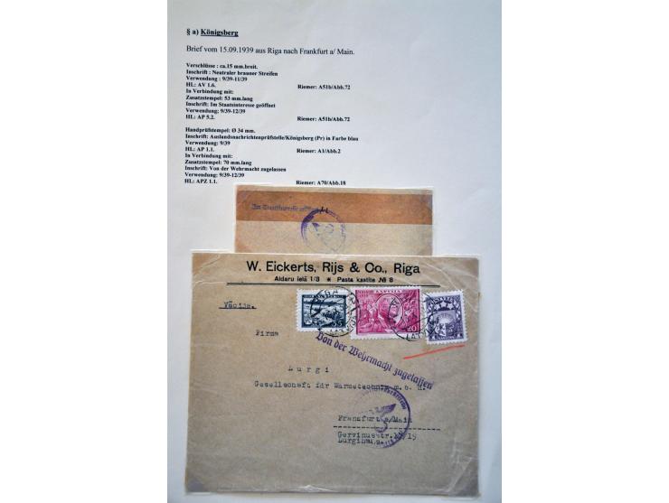 World War II, German censor 'a' Königsberg, collection with 12 letters from 1 September 1939 till March 1943, very well descr