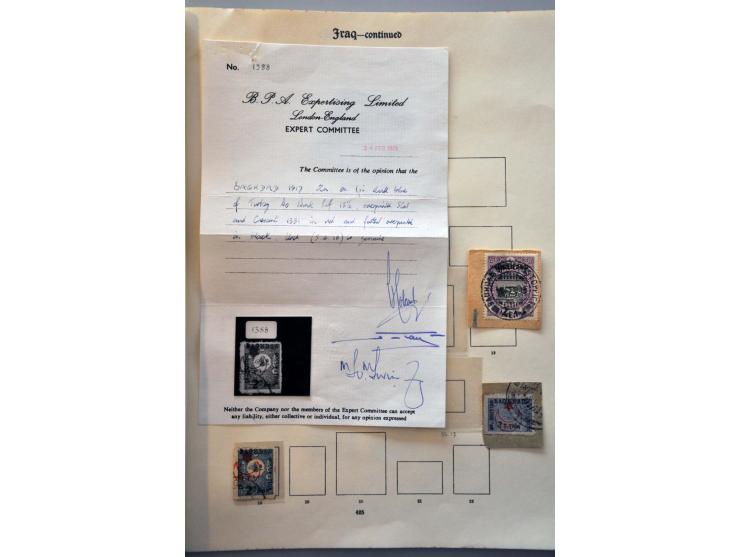 collection 1917-1934 used with many better ex. including official stamps, Baghdad (SG 11b, 17, 18 with certificate BPA 1979) 