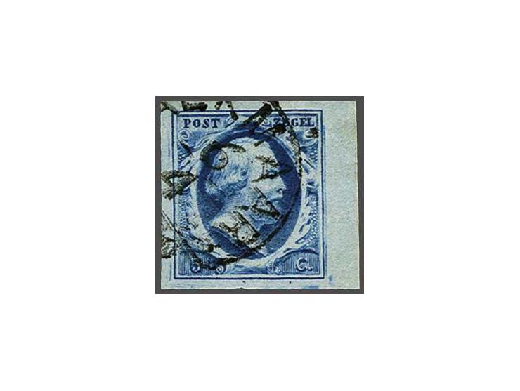 5 cent donkerblauw plaat III pos. 35 met velrand, pracht ex.