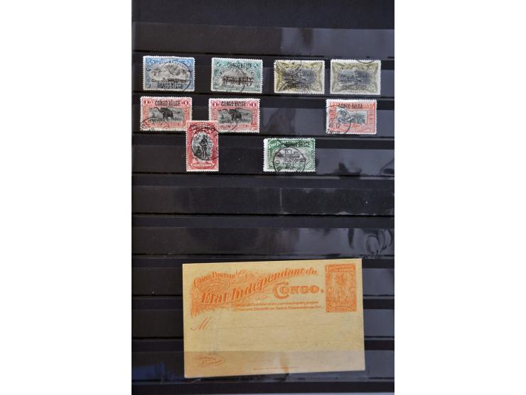 en Ruanda Urundi, collectie 1886-1961 gestempeld en *, deels beide, met kleurnuances en postwaardestukken in insteekboek