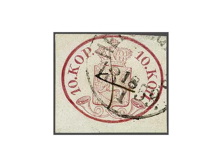 10 cent karmijnroze plaat VII pos. 4-5 en 9-10 in blok van 4 op vouwbrief van Middelburg 2-9-1861 via Londen naar New York me
