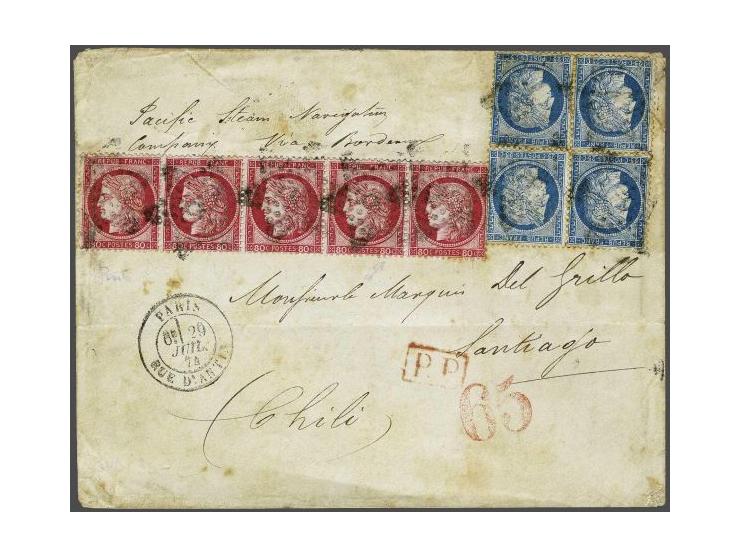 Alphen A (Ey 125+100) op 5 cent blauw plaat I en 10 cent karmijn plaat I op vouwbrief van Nieuwkoop (langstempel achterzijde)