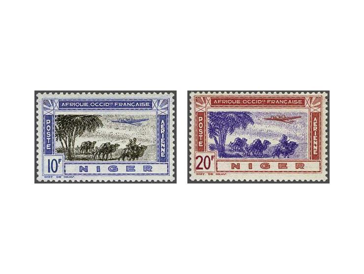 Airmail 10 francs and 20 francs with variety centre double printed, very fine unmounted mint signed Kessler, cat.v 1900