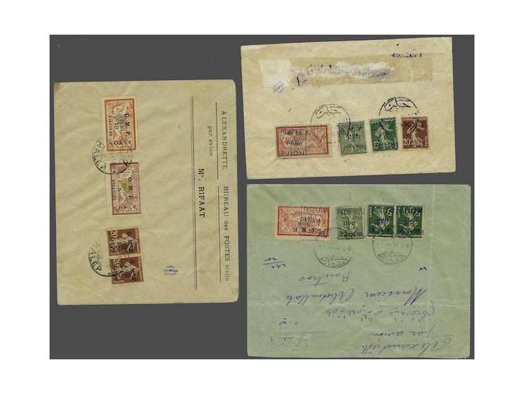 Airmail, group of 3 covers franked with stamps between Yvert nos. 1-9, fine/very fine (1 item addressee removed, 1 item wrink