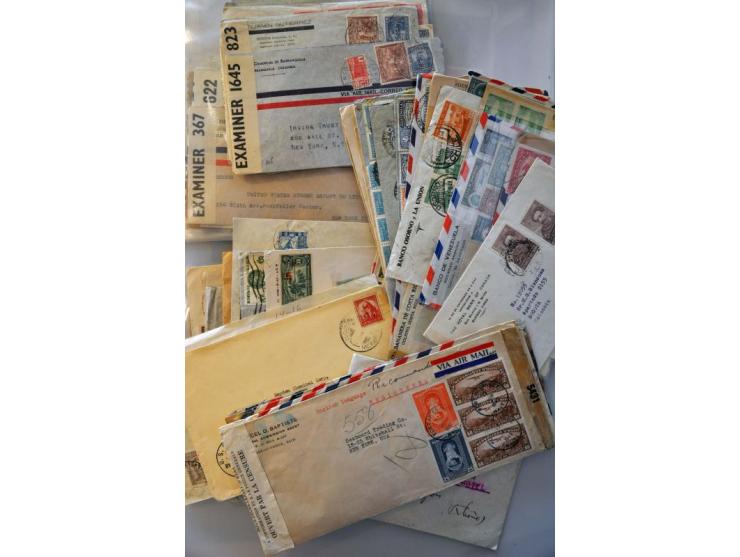 and South America 130 censored letters World War II including air mail to USA / Europe and some diplomatic mail in small box