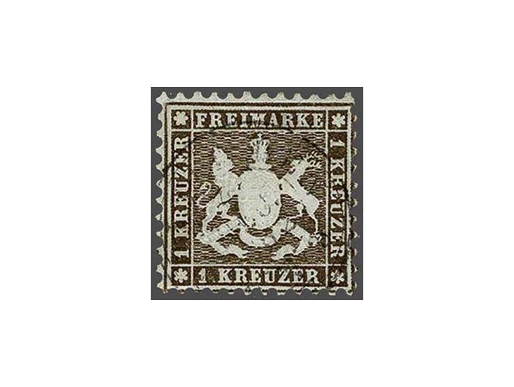 Coat of Arms 1 kreuzer dark brown perforated 10, very fine, cat.v. 550
