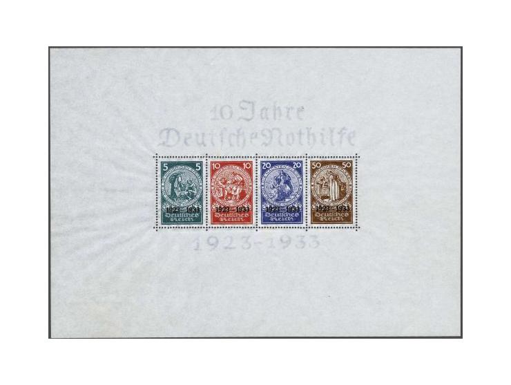 Nothilfe 5 - 50 pfennig, fine/very fine unmounted mint (5 pfennig offset at reverse and mini sheet ironed out vertical crease