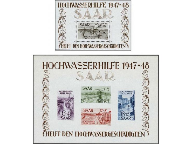 Flood Relief mini sheets 5-18 francs and 25 francs, very fine unmounted mint, cat.v. 1600