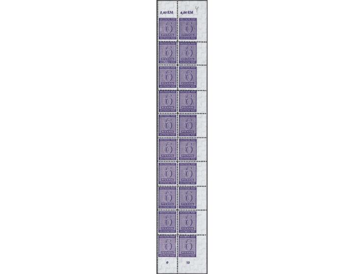 Western Saxony. 6 pfennig lilac perforated 11¼ x 11½ in part sheet of 20 ex. with various perforation varieties, very fine un