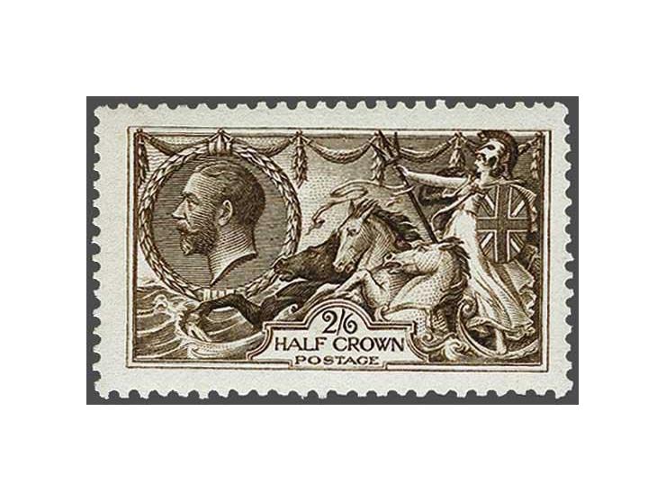 Seahorses 2s6d deep sepia brown showing the variety major re-entry (R.2/1), a very fine unused o.g. ex. Spec. N63(1)a. with R