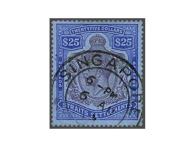 George V $ 25 purple and blue/blue a very fine used ex., cat.v. £ 650 