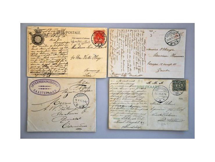 Belgische geïnterneerden 1914-1918, 160 poststukken w.b. Amersfoort (vrouwenkamp, Dubbeltje Belge), Assen, Breda, Deventer, D