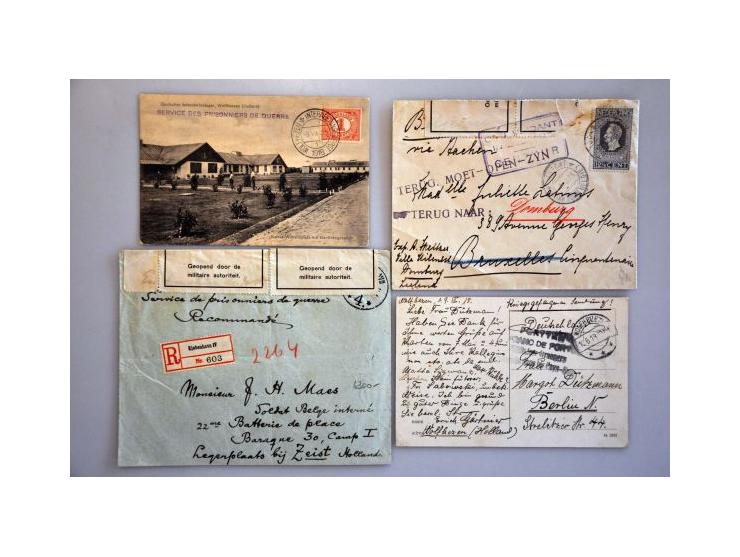 Belgische geïnterneerden 1914-1918, 160 poststukken w.b. Amersfoort (vrouwenkamp, Dubbeltje Belge), Assen, Breda, Deventer, D
