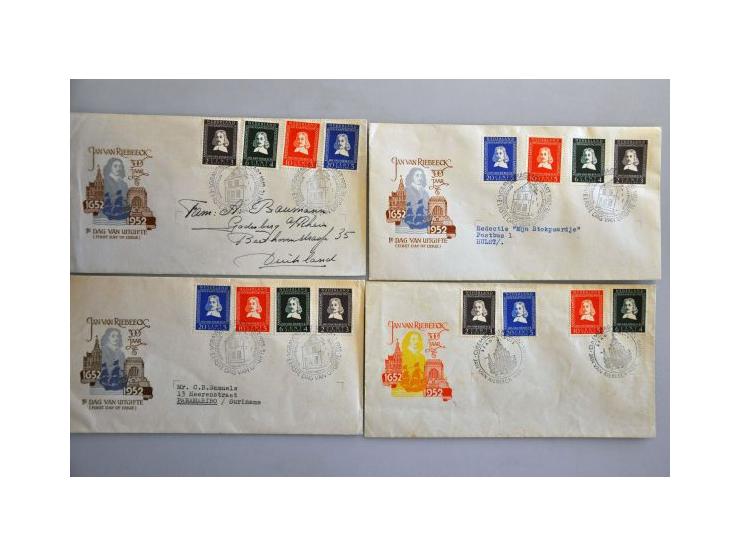 fdc's, voorraad tussen E2-E49 w.b. onbeschreven in doosje. Zeer hoge cat. waarde!