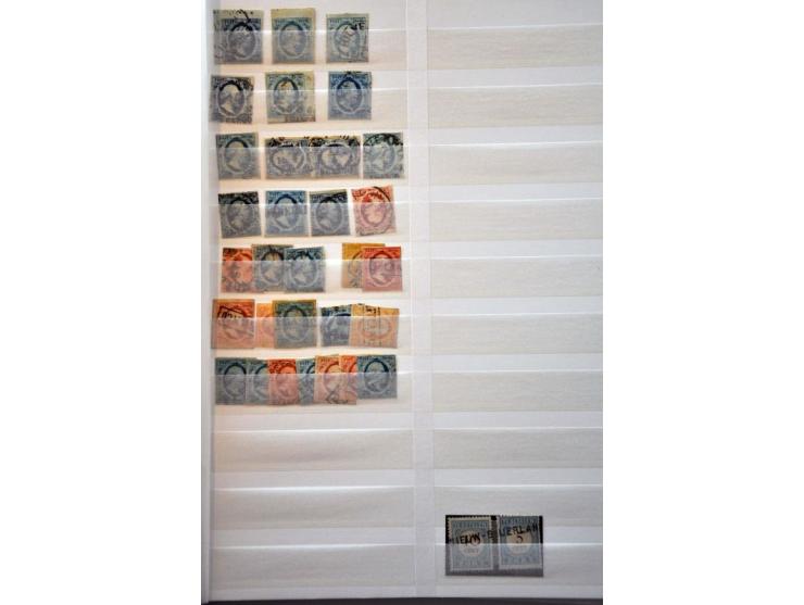 gestempeld en */** met veel beter materiaal w.b. 104 (7x), 105 (12x), 130 (2x), 131, Van Konijnenburg * (2x), En Face */**, r