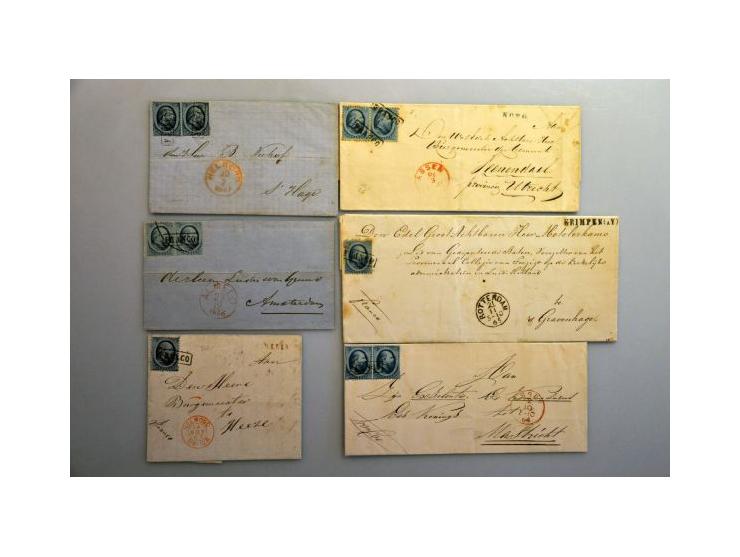 emissie 1864, collectie van ruim 40 meest betere poststukken w.b. buitenlandse bestemmingen, paren etc. in ringband