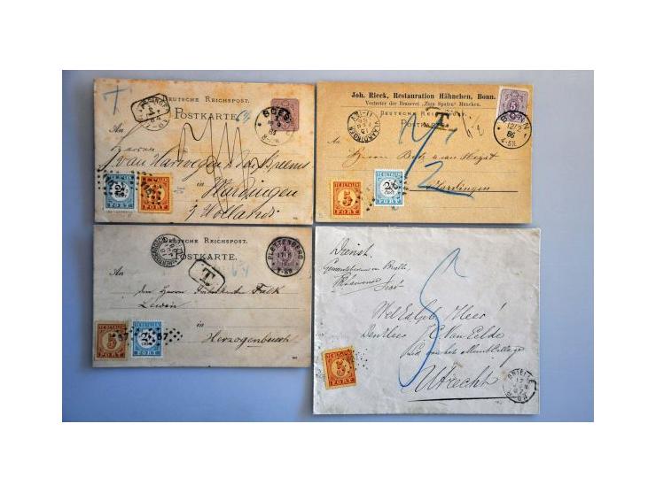 port, collectie van ca. 60 poststukken vanaf emissie 1870 met betere ex., edoch de zegels van emissie 1881 merendeels (donker