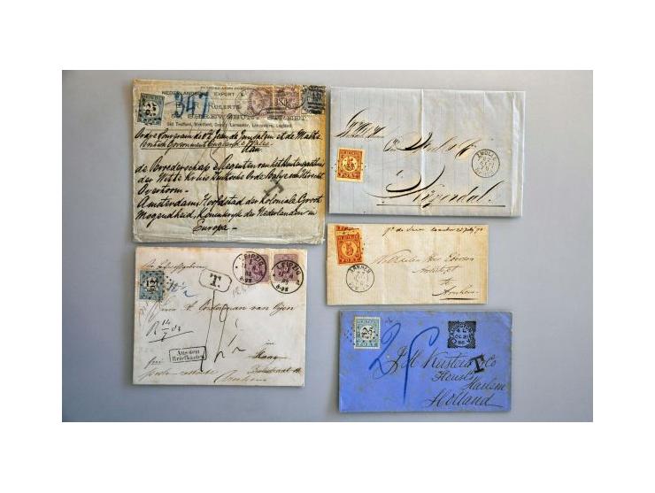 port, collectie van ca. 60 poststukken vanaf emissie 1870 met betere ex., edoch de zegels van emissie 1881 merendeels (donker