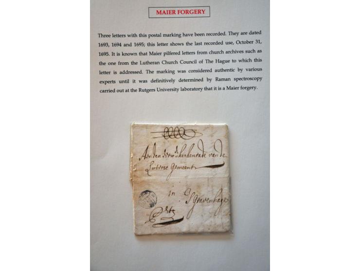 2 poststukken met 2 S SCHUYT stempels (1694 en 1719), 5 met 3 Stuiverstempels en Ned.-Indië brief 1789 met 5 St. VOC, alle MA