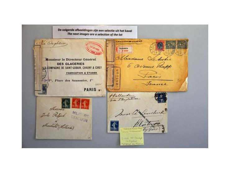 ruim 250 poststukken 1e Wereldoorlog 1914-1918 w.b. censuur, aangehouden post, vrijgegeven post, militaire portvrijdom, regim
