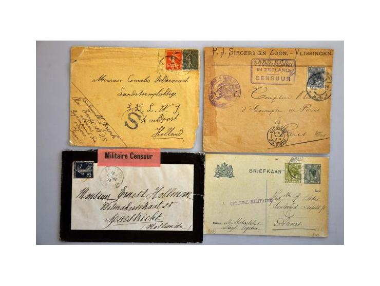 ruim 250 poststukken 1e Wereldoorlog 1914-1918 w.b. censuur, aangehouden post, vrijgegeven post, militaire portvrijdom, regim
