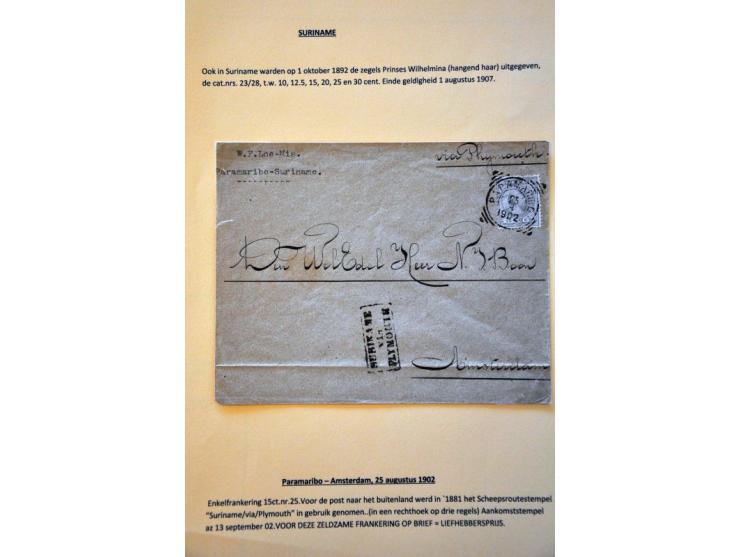 23 poststukken en postwaardestukken emissie 1891 Hangend Haar w.b. betere frankeringen, aangetekend, expresse,  mengfrankerin