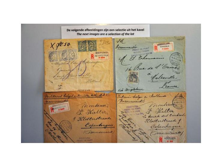 ruim 100 aangetekende militaire poststukken vanaf ca.1915 w.b. ingestempelde LEGERPLAATS stroken van Harderwijk, Hattem, Lare