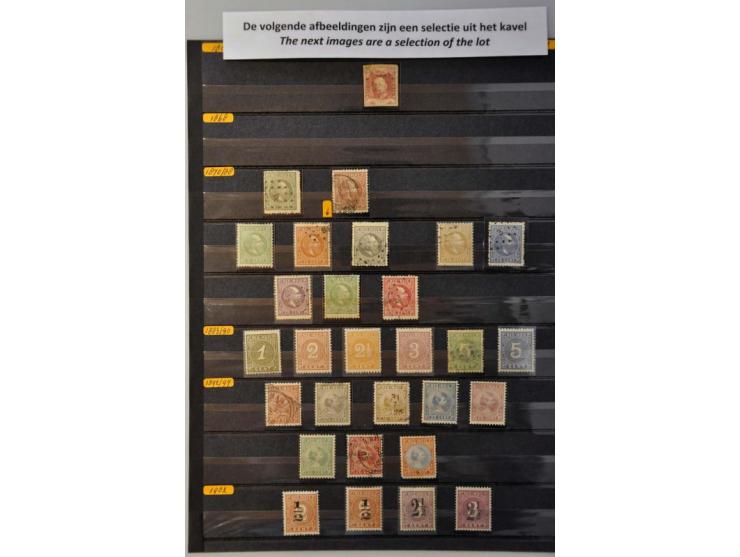 en iets Nederland collecties vanaf 1864 gestempeld, later */** in 5 ringmappen in doos