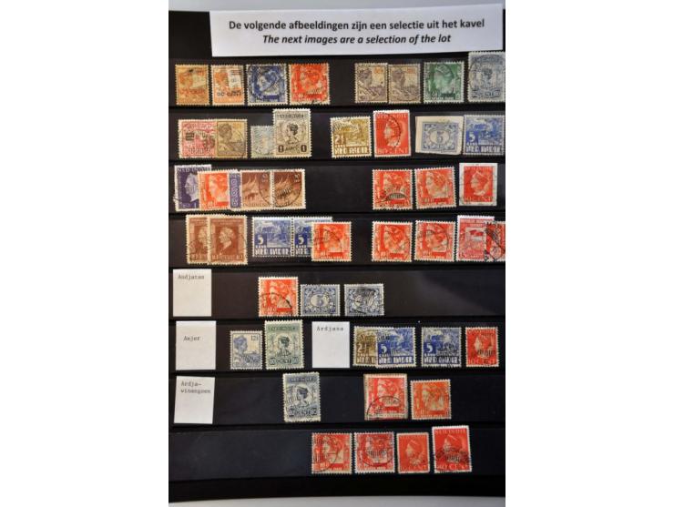 langebalkstempels (ca. 13000 ex.) mooie collectie op diverse waarden en emissies w.b. betere kantoren en luxe afdrukken in 3 