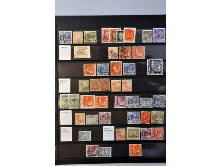 langebalkstempels (ca. 13000 ex.) mooie collectie op diverse waarden en emissies w.b. betere kantoren en luxe afdrukken in 3 