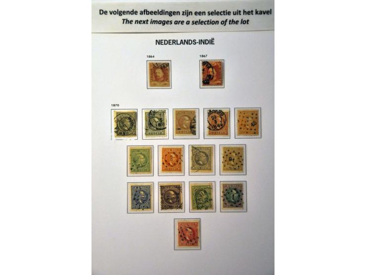 collectie vanaf 1864 gestempeld met beter materiaal w.b. Jubileum 1923, Jaarbeurs Bandoeng, port compleet etc. in Davo album