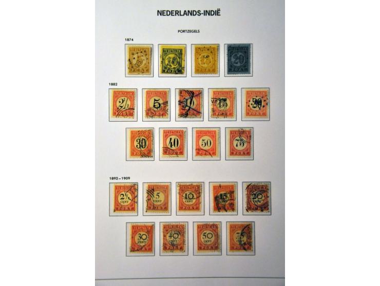 collectie vanaf 1864 gestempeld met beter materiaal w.b. Jubileum 1923, Jaarbeurs Bandoeng, port compleet etc. in Davo album