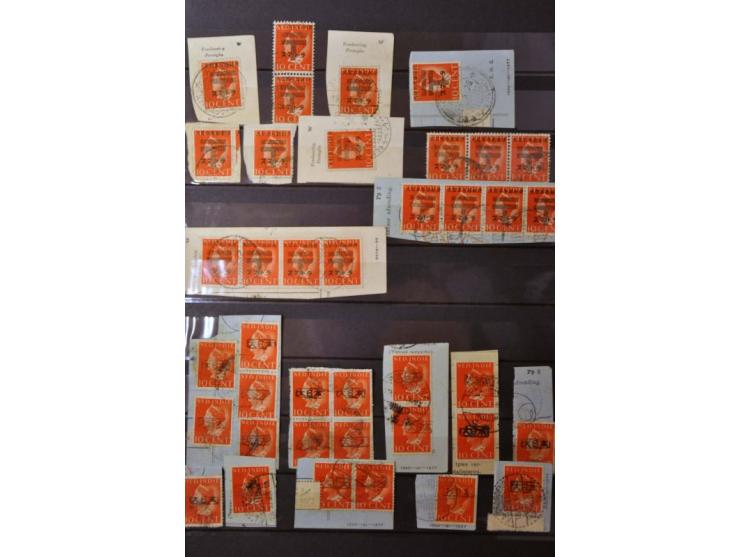 meest begin 1942 en Japanse bezetting, zegels op uitknipsels postwissels en pakketkaarten, engros etc.  