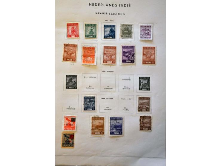 collectie met betere ex. (no.1 met langstempel Siboga in blauw, doch 2e keus)  w.b. veel interim, Repoeblik, Japanse bezettin