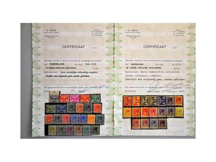 roltanding, behoudens nr. R32 complete collectie ** met certificaten Muis op albumbladen