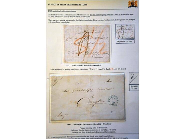 voorfilatelie 25 poststukken 1814-1850 met distributie aanduidingen w.b. (gekapt) P.(118).P. TEXEL, rondstempel HARDENBERG, r