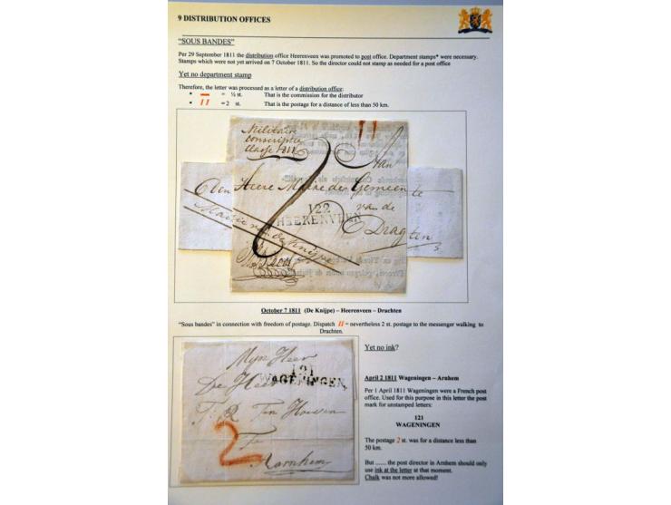 voorfilatelie 15 poststukken met departementstempels 1811-1813 w.b. combinatie met distributie ZVVAMMERDAM, 122 HEERENVEEN op