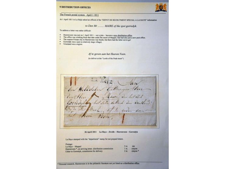 voorfilatelie 15 poststukken met departementstempels 1811-1813 w.b. combinatie met distributie ZVVAMMERDAM, 122 HEERENVEEN op