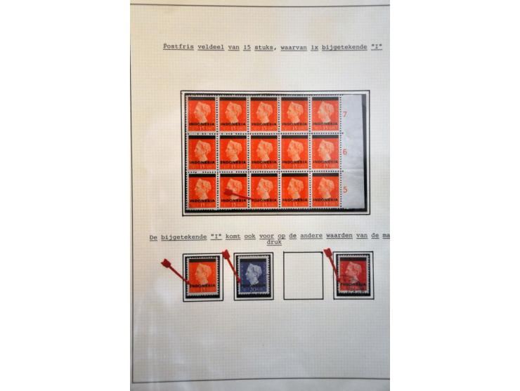 collectie Wilhelmina en Hulpuitgifte 1948 -1949 gestempeld en */** incl. opdrukvariëteiten met o.a  346b (2 ex.), RIS tevens 