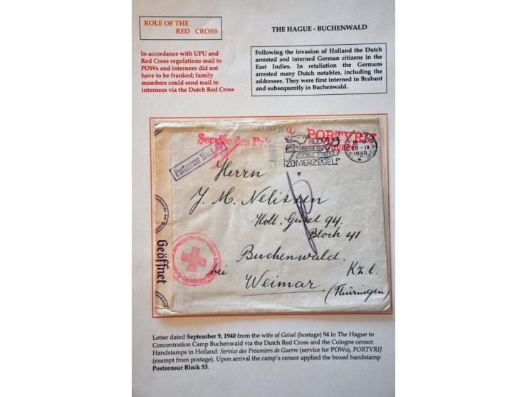 Red Cross letter PORTVRIJ (postage free) from 's-Gravenhage 20.IX.1940 to Holl. Geisel 94 (a Dutch hostage, number 94, due to