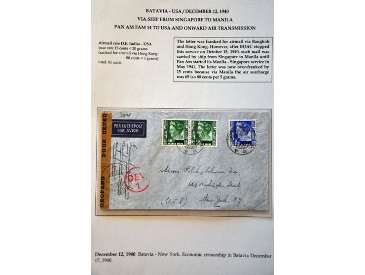 Neth. Indies 25 air mail letters May 1940-September 1941, all censured to abroad, including Burma (May 1940) and many to Grea
