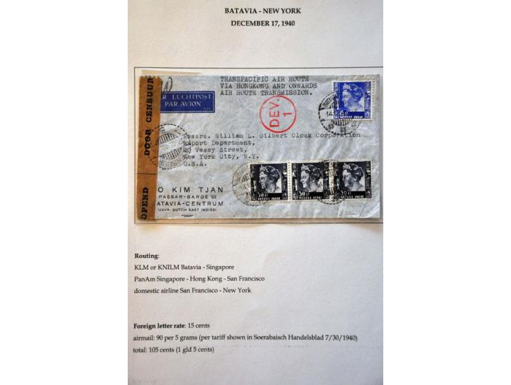Neth. Indies 25 air mail letters May 1940-September 1941, all censured to abroad, including Burma (May 1940) and many to Grea
