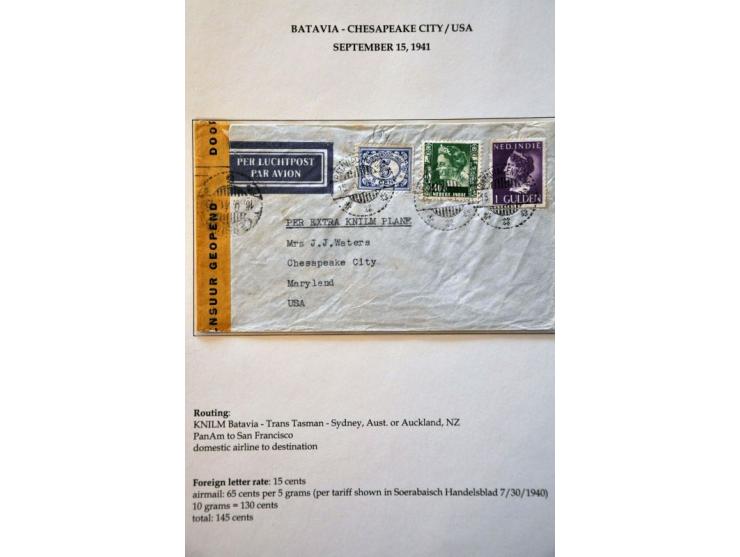 Neth. Indies 25 air mail letters May 1940-September 1941, all censured to abroad, including Burma (May 1940) and many to Grea