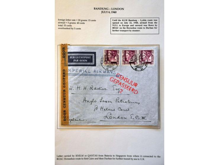 Neth. Indies 25 air mail letters May 1940-September 1941, all censured to abroad, including Burma (May 1940) and many to Grea