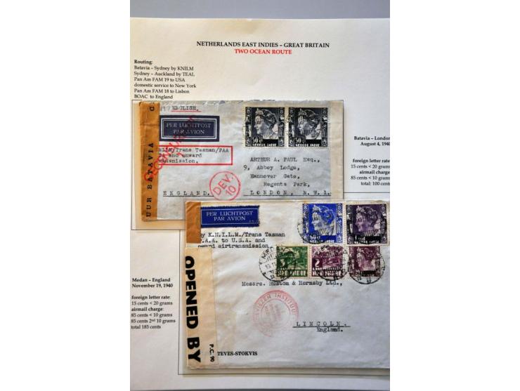 Neth. Indies 25 air mail letters May 1940-September 1941, all censured to abroad, including Burma (May 1940) and many to Grea