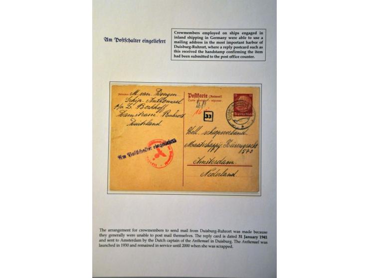 Germany 6 letters and cards to the Netherlands, with cancels or labels as, Am Postschalter eingeliefert (reply postcard from 