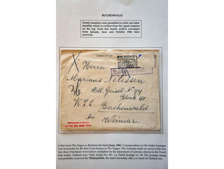 Concentration Camp Buchenwald, 2 letters from The Hague, written Juni-Brief and Oktober-Brief, both 1941, (1 letter a month w