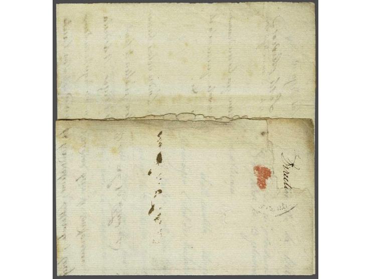 Franse Post, Bau Gl ARME DU NORD/ SAMBRE ET MEUSE in rood op getinte brief 3 pluviose an 3 (2 jan. 1795) naar Sas de Gand (Sa