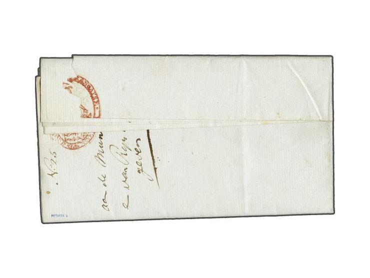 Franse Post, 2e Don Etat Major in rood, pracht afdruk, op deels gedrukte frisse brief Armée du Nord 2e Division 28 july 1797 